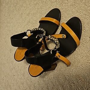 Maje Birdy Leather Chain Detail Strappy Heels Size 38